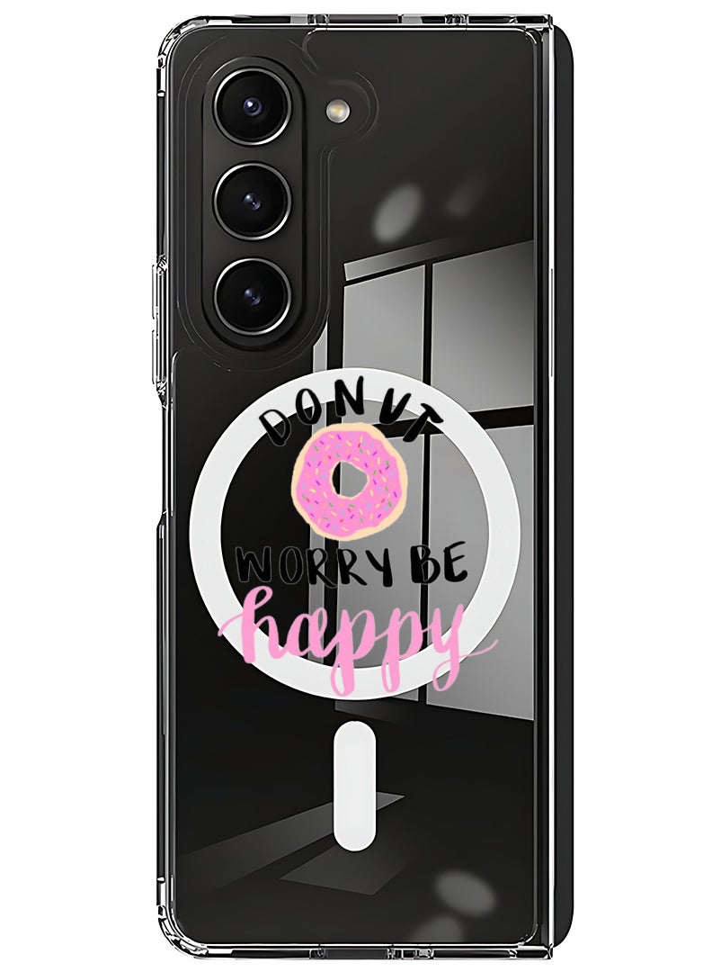 Theodor Magnetic Case for Samsung Galaxy Z Fold 5 Compatible with MagSafe Wireless Charging, Shockproof Phone Bumper Cover dont-worry-be-happy - Image 1