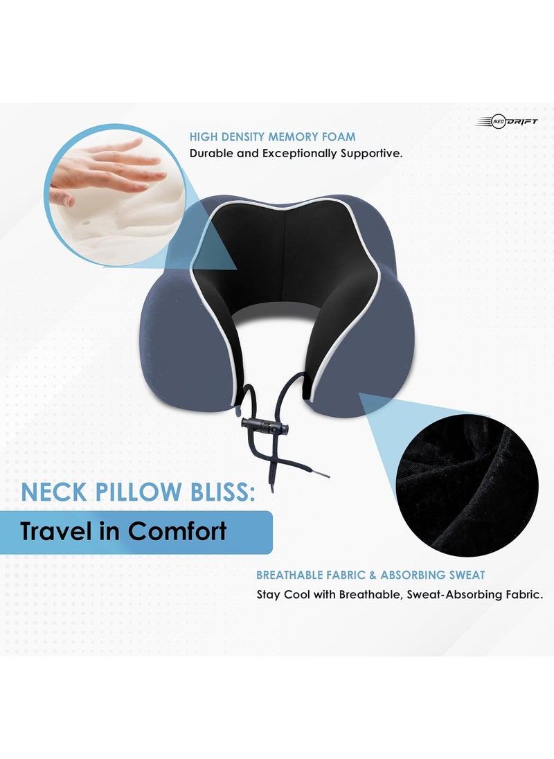 Neodrift Neodrift TravelNeck Pro Travel Neck Pillow with Memory Foam Head Support for Airplane Car Train Bus and Home Use Ultimate Comfort Velvet Cushion Travel Pillow Color Grey 1 Pc  - Image 4