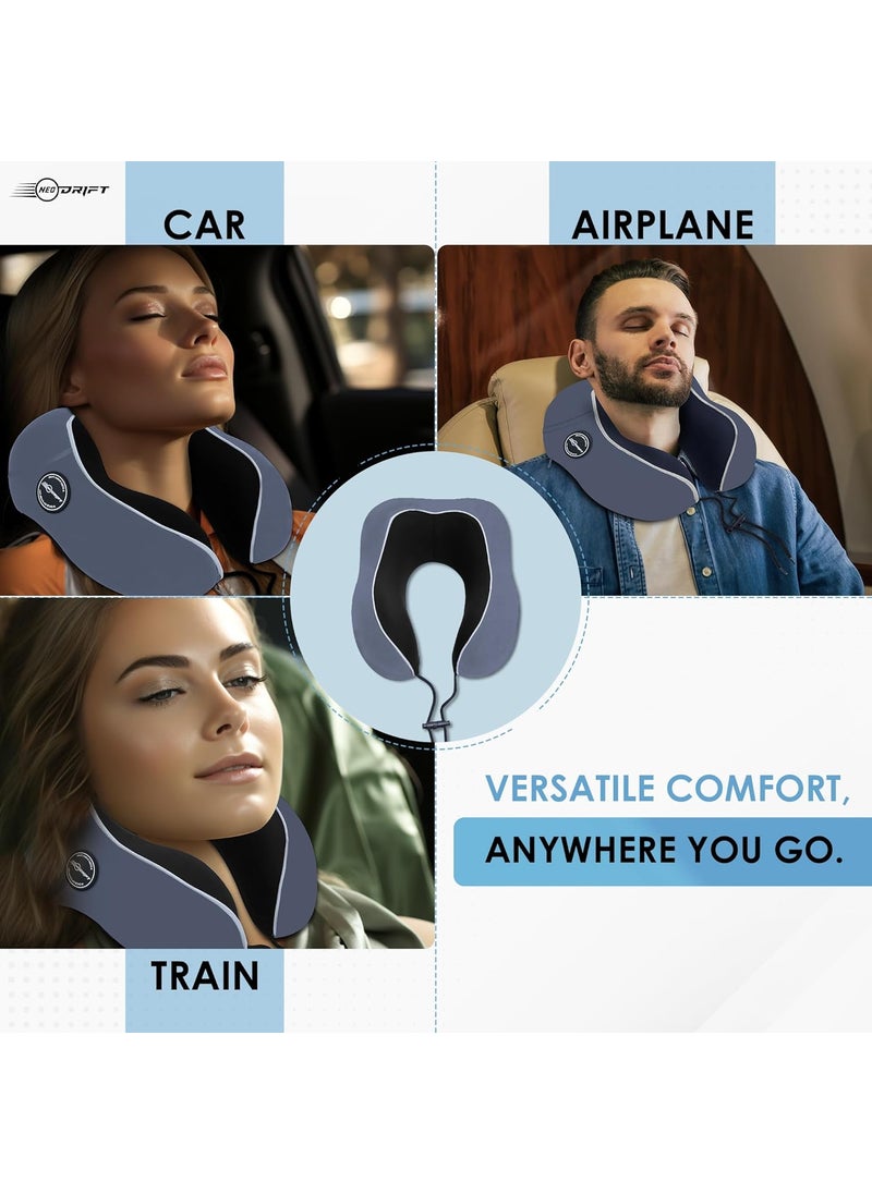 Neodrift Neodrift TravelNeck Pro Travel Neck Pillow with Memory Foam Head Support for Airplane Car Train Bus and Home Use Ultimate Comfort Velvet Cushion Travel Pillow Color Grey 1 Pc  - Image 5