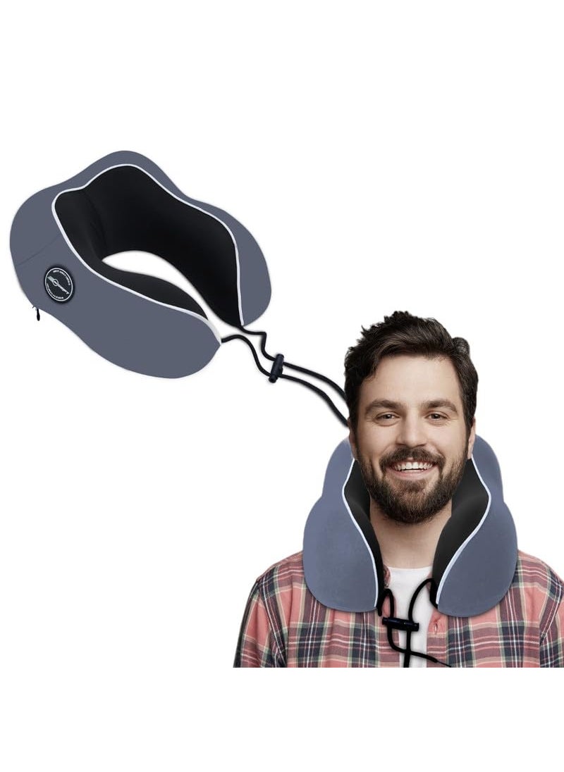 Neodrift Neodrift TravelNeck Pro Travel Neck Pillow with Memory Foam Head Support for Airplane Car Train Bus and Home Use Ultimate Comfort Velvet Cushion Travel Pillow Color Grey 1 Pc  - Image 1