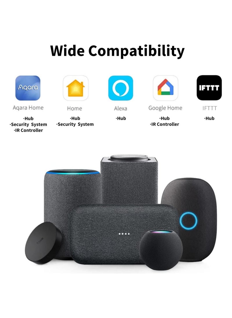 Aqara - Hub M2 Smart Home Center,Zigbee 3.0 Support,Up to 128 Devices,360° Infared Control,Ethernet RJ45 Port,Built In Speaker,USB Power All Round Compatibility,Black HM2-G01 - Image 1