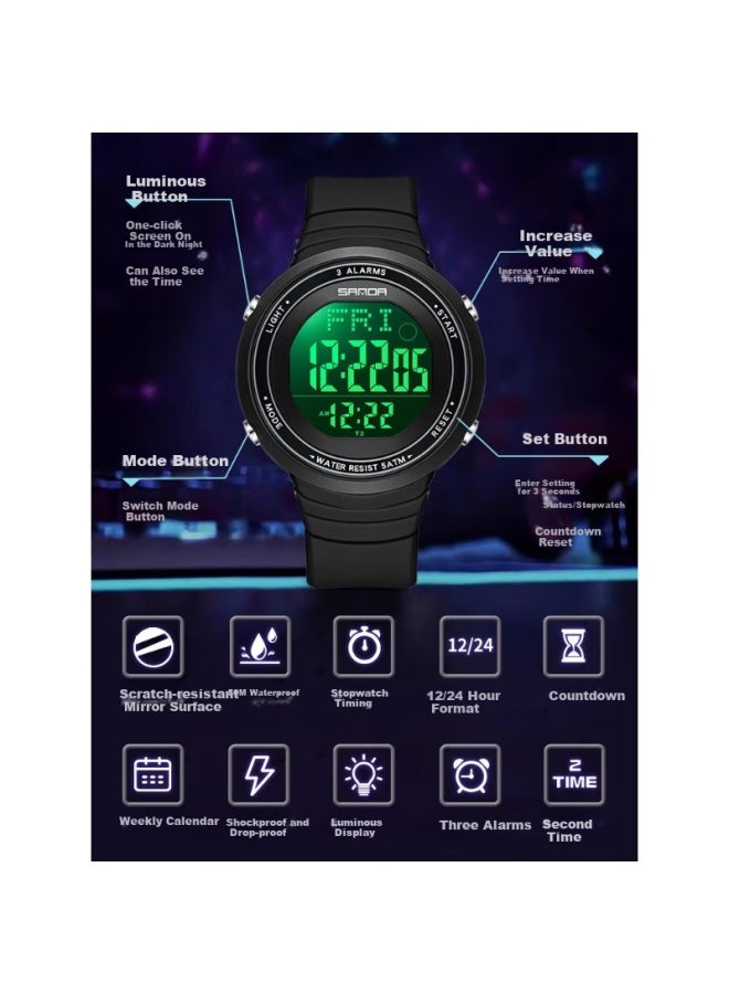 Aelvo Electronic Watch For Men, Students, Middle And High School Students, Sports, Teenagers, Birthday Gift For Children 14-18 Years Old - Image 4