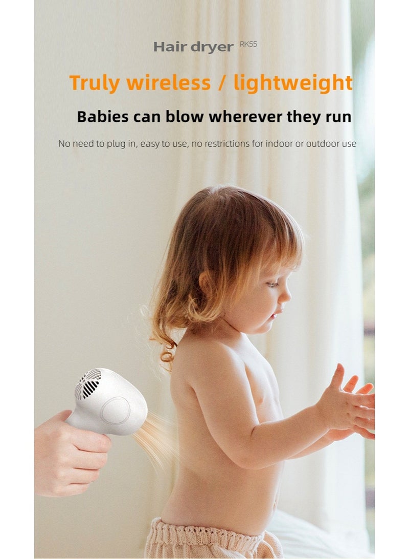 Cordless Hair Dryer for Infant, Low Heat Gentle Air Rechargeable Small Hair Blow Dryer for Baby Butt Skin with 3 Speed Settings, 0-3 Years Using - Image 5