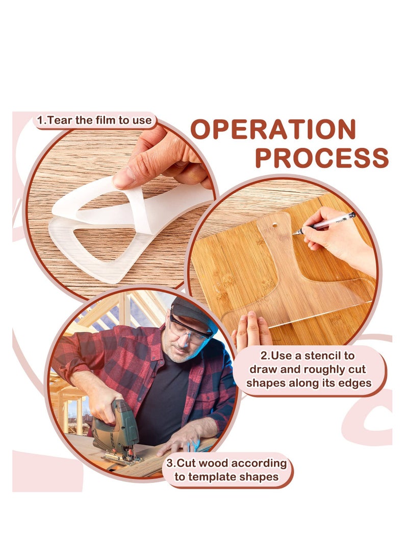 SYOSI Router Templates for Woodworking, 3PCS Charcuterie Template Acrylic Handle Cutting Board Router Template, Angled Curvy Tracing Stencils Guide Tools for Kitchen - Image 3