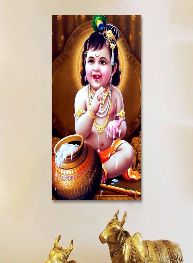 100Yellow® Paper Bal Krishna Poster For Pregnant Women| Religious Bal Krishna God Posters For Room, Living Room, Posters For Bedroom, Mandir Room Walls (12 X 18 Inches)|(Multicolor) - Image 2
