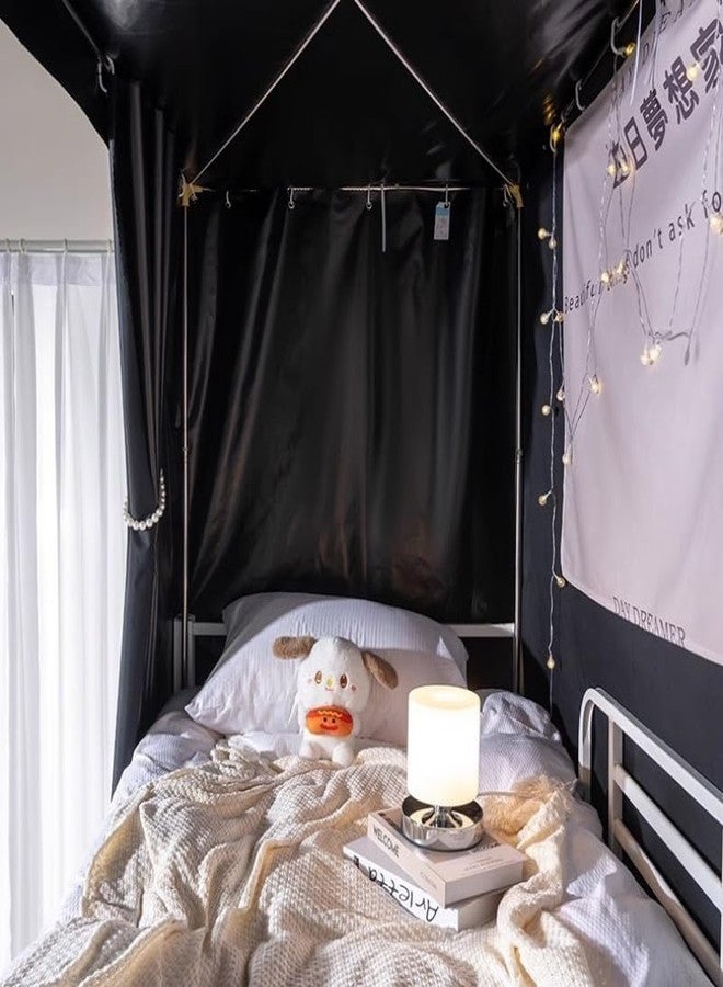 Teanea 2pcs 100% Blackout Bottom Bunk Bed Curtains Privacy Canopy Twin Size for Home Dorm, Black - Image 3