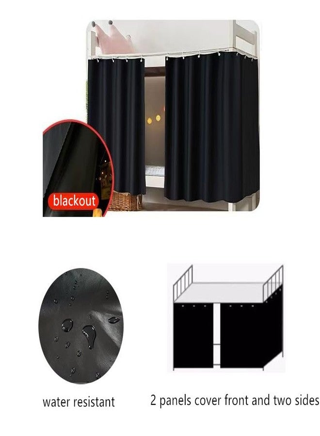 Teanea 2pcs 100% Blackout Bottom Bunk Bed Curtains Privacy Canopy Twin Size for Home Dorm, Black - Image 5