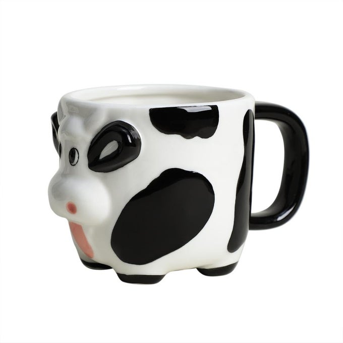 3D CERAMIC RELIEF COW COFFEE MUGHAND PAINTED MILK CUP WITH HANDLE