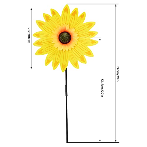 Yolyoo 6pcs Sunflower Lawn Pinwheels Wind Spinners Large Windmill Pinwheel for Garden,Yard, Party Outdoor Decor (Sunflower Pinwheels) - Image 2