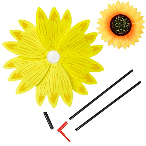Yolyoo 6pcs Sunflower Lawn Pinwheels Wind Spinners Large Windmill Pinwheel for Garden,Yard, Party Outdoor Decor (Sunflower Pinwheels) - Image 3
