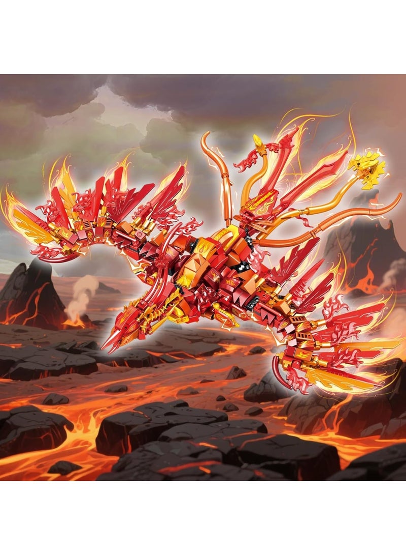 SYOSI 2 in 1 Phoenix Mecha Robot Building Set, 599 PCS Compatible with Ninja Mech STEM Construction Toy, Transforming Robot Model with Interlocking Bricks for Kids Aged 6 and Up(Phoenix and Mech|) - Image 3