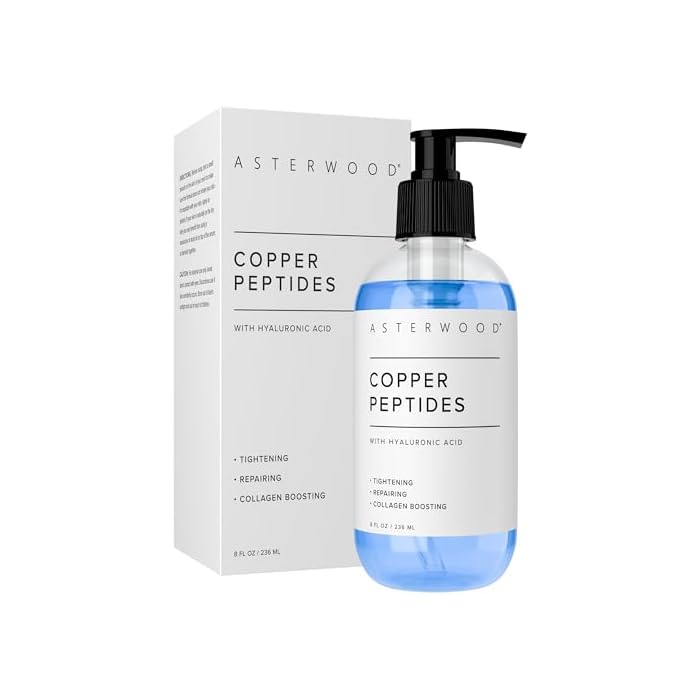 Asterwood Copper Peptides Serum for Face - Tightening, Repairing, Collagen Boosting - with GHK-Cu Peptide and Hyaluronic Acid - 8 Fl Oz