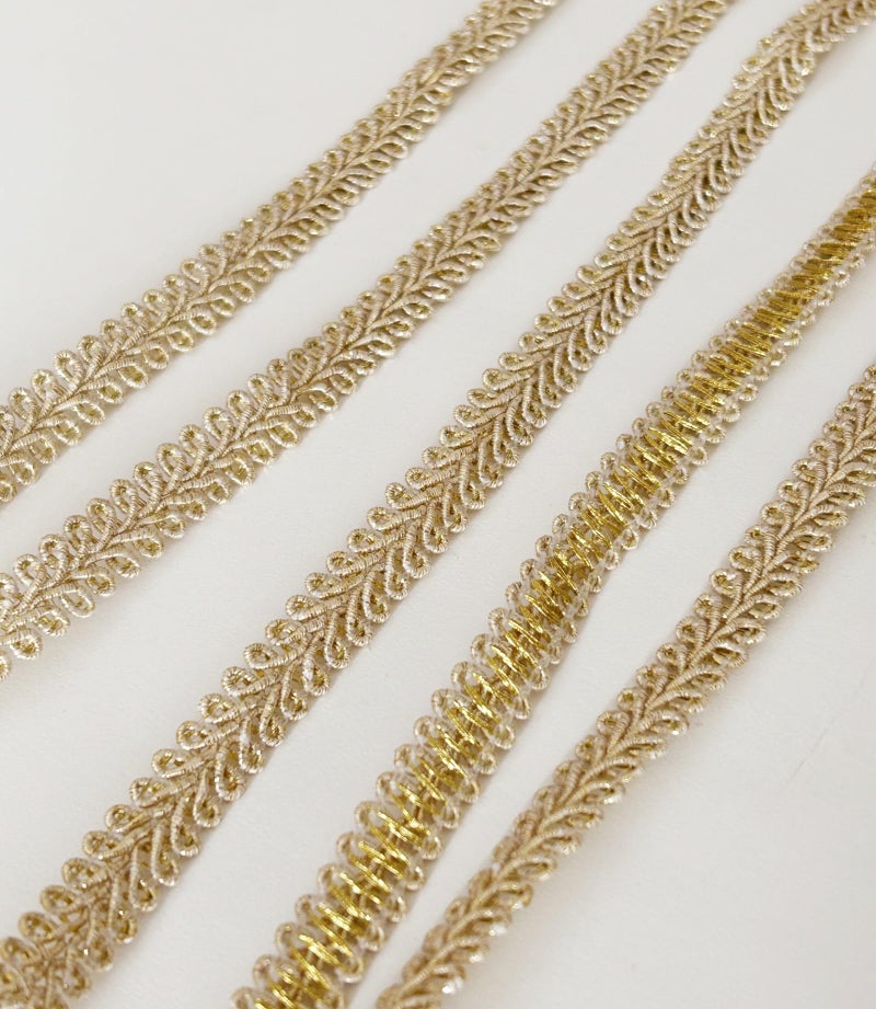Autupy 10 Yards Gold Braid Lace Trim 0.4 Inch Gimp Braid Trim for Wedding Bridal Costume Sewing DIY Crafts Clothing - Image 1