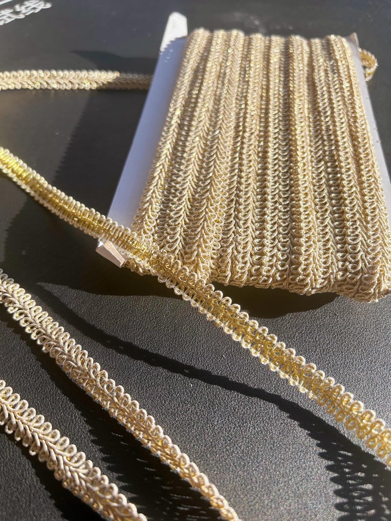 Autupy 10 Yards Gold Braid Lace Trim 0.4 Inch Gimp Braid Trim for Wedding Bridal Costume Sewing DIY Crafts Clothing - Image 2