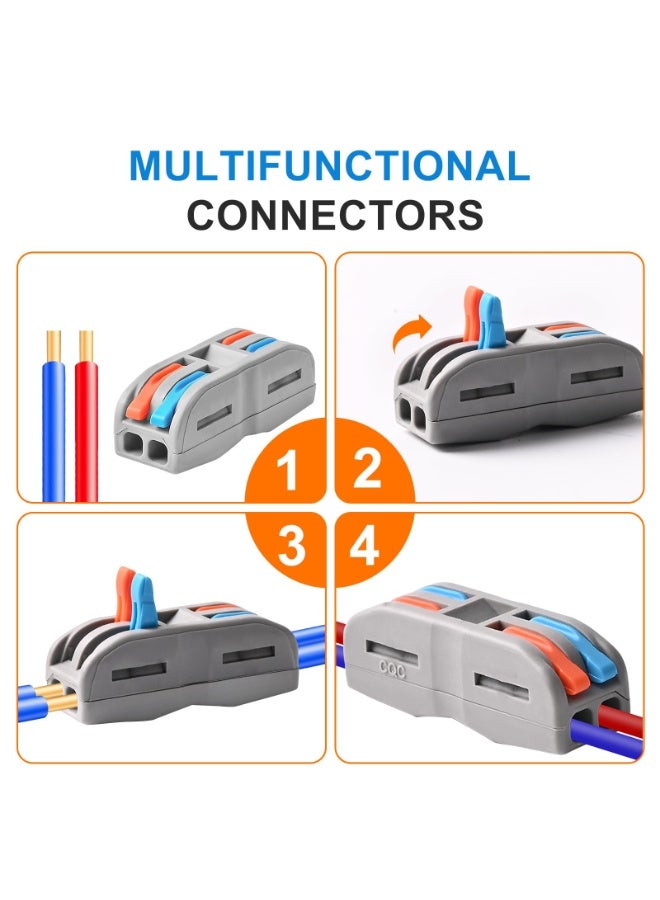 سانموجيد صواميل موصلات الأسلاك، 50 قطعة من موصلات الأسلاك المدمجة ذات الموصلين مع قاعدة ثابتة، 2 وصلات خطية للدائرة، 28-12 AWG - Image 5