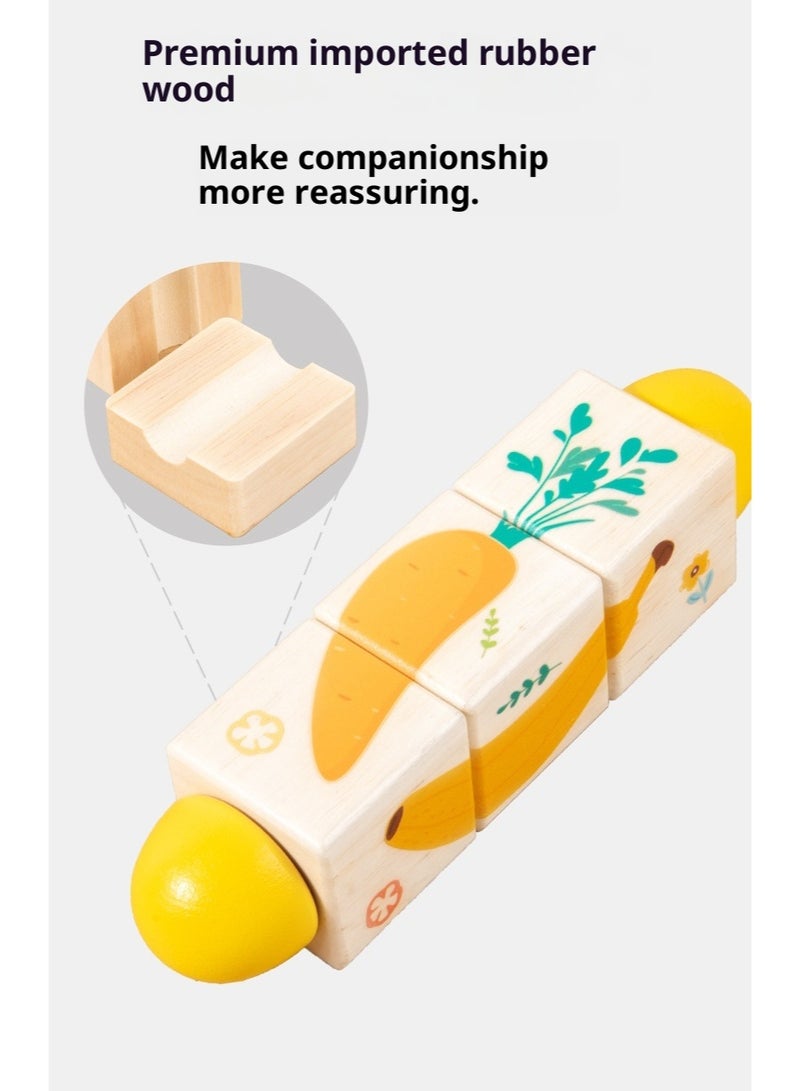 Wooden Rotating Puzzle Building Blocks For Children's Early Education Cognitive Educational Toys Animal - Image 5