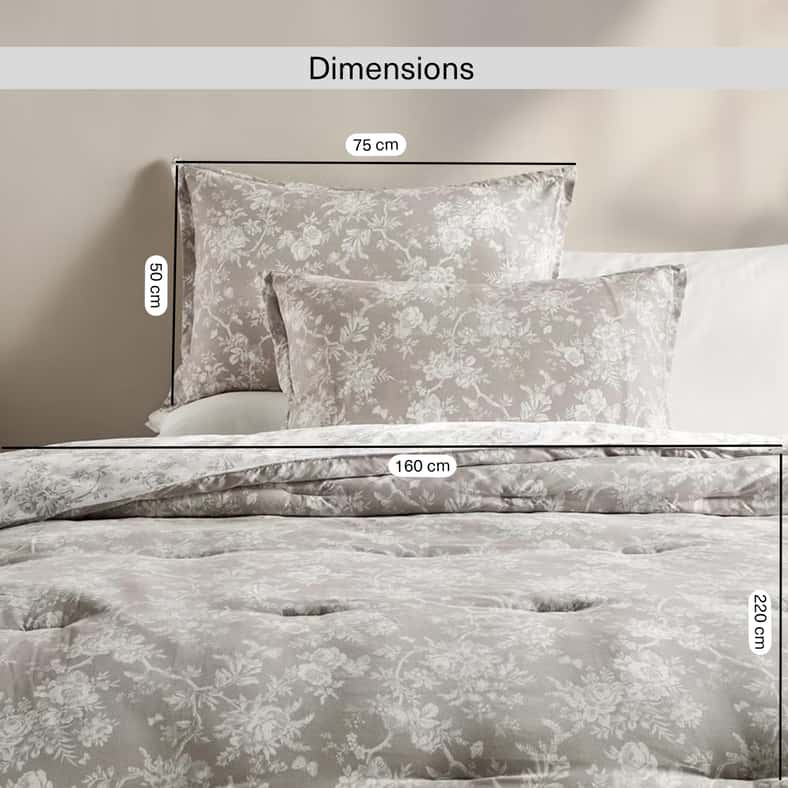 Pan Home طقم لحاف كامل من 3 قطع من المخمل المطبوعة أبيليا 160x220 سم - بيج - Image 3