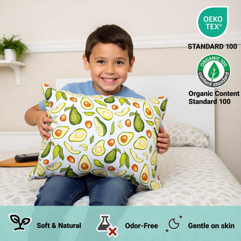 ZPECC Toddler Pillow with Pillowcase - 13x18 Organic Cotton Small Kids Pillow, Soft Breathable Bed Pillows for Sleeping Travel School Nap(Intended for Age 2 and up) Avocado - Image 3