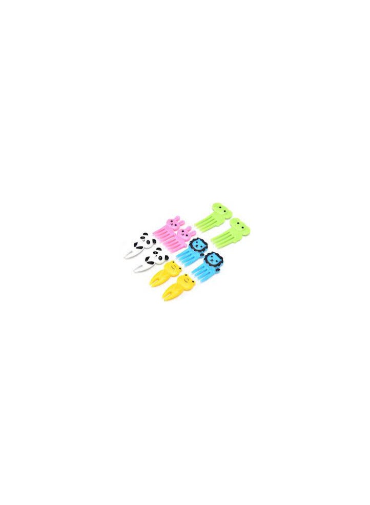 10 Pieces Cute Cartoon Animal Food Fruit Forks - Bento Box Lunch Box Fruit Party Picks Accessories Multicolor - Image 1