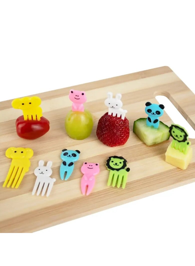 10 Pieces Cute Cartoon Animal Food Fruit Forks - Bento Box Lunch Box Fruit Party Picks Accessories Multicolor - Image 2