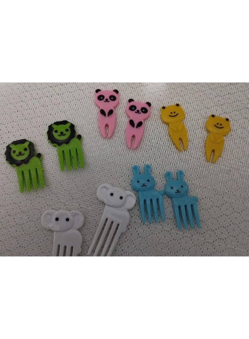 10 Pieces Cute Cartoon Animal Food Fruit Forks - Bento Box Lunch Box Fruit Party Picks Accessories Multicolor - Image 3