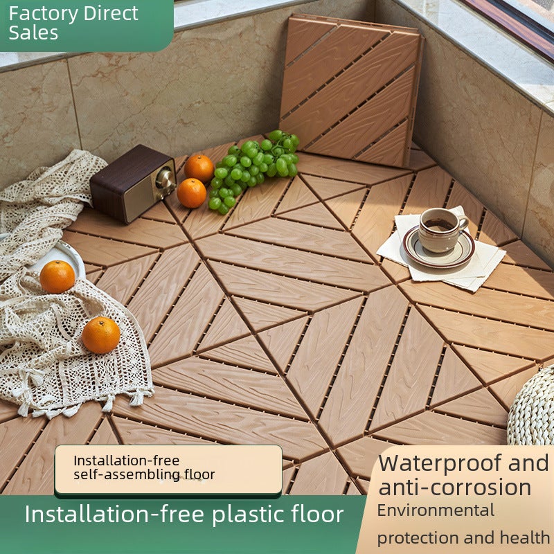 Plastic assembled floor self-assembled balcony terrace floor plastic floor imitation wood plastic floor plastic wood floor manufacturer Straight-Gray - Image 4