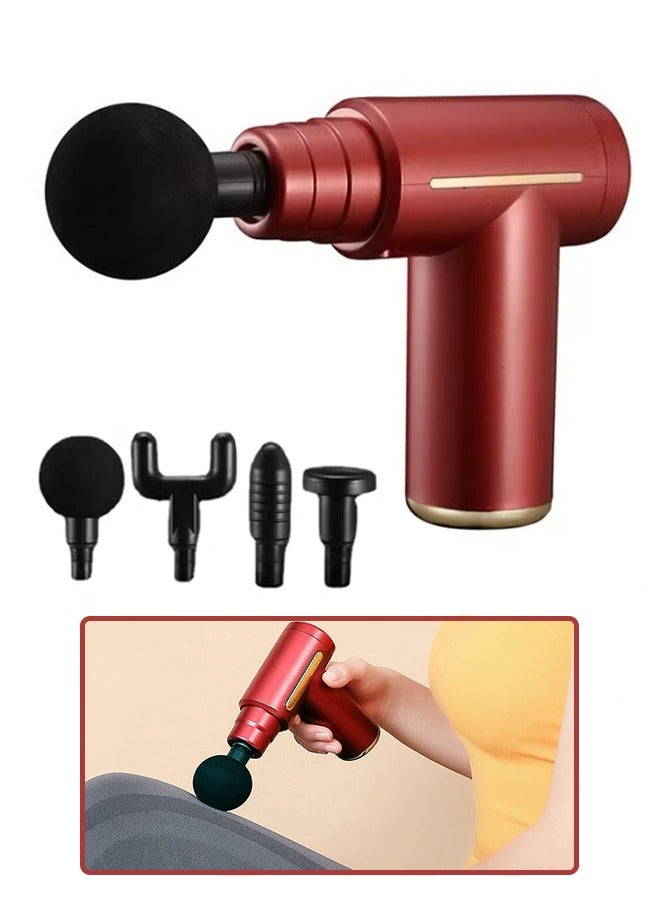 Loquat Mini Massage Gun, Portable 6 Speeds Muscle Massager Deep Tissue with 4 Massage Heads, Super Quiet Type-C Charging Percussion Massage Gun for Muscle Pain Stiffness Relief - Image 1