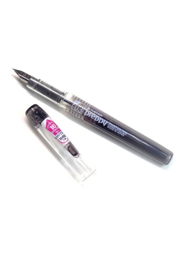 Platinum Fountain Pen, New Preppy, Fine Nib, Black(PSQ-300#1) + Ink Cartridges SPSQ-400#1 (Black)10 cartridges Set (Japan Import) [Komainu-Dou Original Package] - Image 2