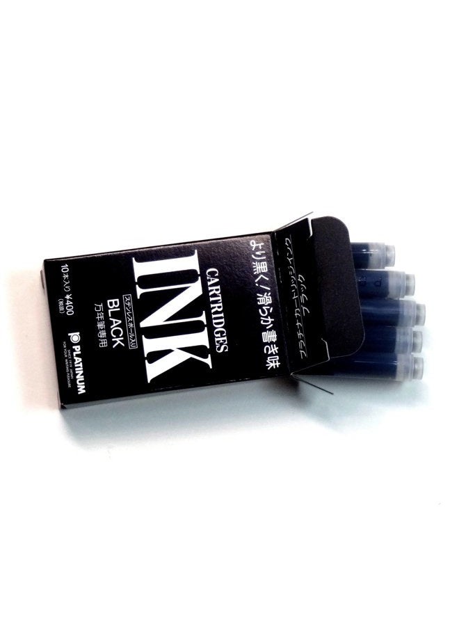Platinum Fountain Pen, New Preppy, Fine Nib, Black(PSQ-300#1) + Ink Cartridges SPSQ-400#1 (Black)10 cartridges Set (Japan Import) [Komainu-Dou Original Package] - Image 3