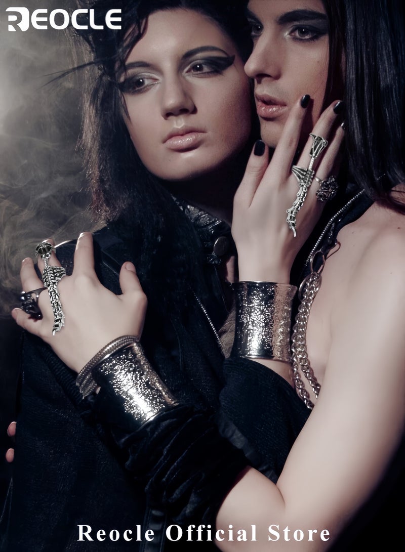 ريوكل خواتم للجنسين من الفولاذ المقاوم للصدأ خاتم فضي بتصميم العقرب بتصميم قديم يتميز بشخصية فريدة للرجال والنساء موضة البانك روك خاتم مفتوح قابل للتعديل هيب هوب مبتكر مفصل يتحرك بشكل فريد - Image 3