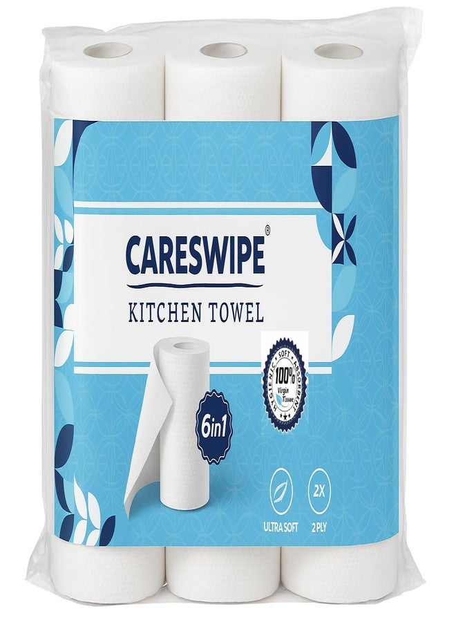 Careswipe 2 Ply Kitchen Tissue Rolls | 360 Pulls | 60 Kitchen Towels X 6 Rolls | Soft And Highly Absorbent | 100% Natural Virgin Cellulose Fiber - Image 1