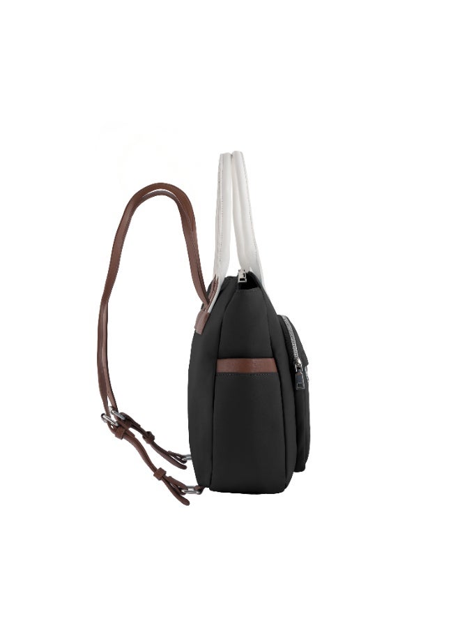 فوسكا شنطة Foska يد كبيرة (توت) وظهر نسائية 2 في 1 - تصميم عملي وجيوب جانبية لون أسود - مقاس 28x32 سم - Image 3