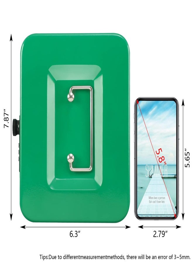 KYODOLED Cash Box with Combination Lock,Safe Metal Box for Money,Storage Lock Box with Money Tray,7.87"x 6.30"x 3.54" Green Medium - Image 2