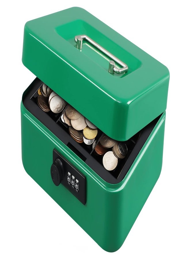 KYODOLED Cash Box with Combination Lock,Safe Metal Box for Money,Storage Lock Box with Money Tray,7.87"x 6.30"x 3.54" Green Medium - Image 1