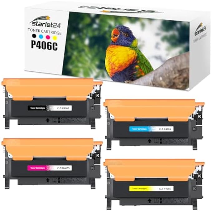 COMPATIBLE TONER CARTRIDGE FOR SAMSUNG CLT-406S FOR SAMSUNG XPRESS C460W C410W C460FW C460 CLP-365 CLX-3305W CLX-3300 CLX-3305 CLX-3305FN (4 PACK, 1BLACK, 1 CYAN 1 MAGENTA, 1 YELLOW - Image 2