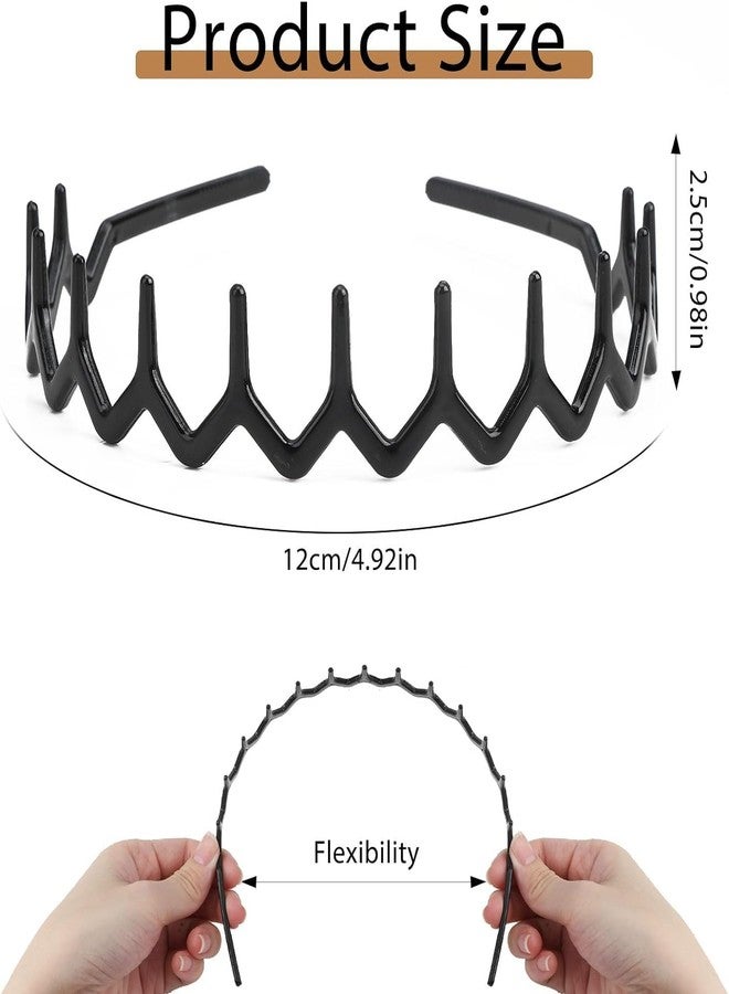 AUTOWRAP 4 Pcs Plastic Tooth Hair Comb Headband, Comfort Wavy Toothed Hairband, Hard Headbands for Women Men Girls - Image 3