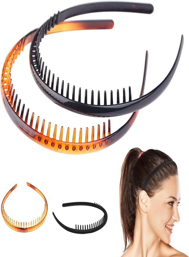 AUTOWRAP 4 Pcs Plastic Tooth Hair Comb Headband, Comfort Wavy Toothed Hairband, Hard Headbands for Women Men Girls - Image 4