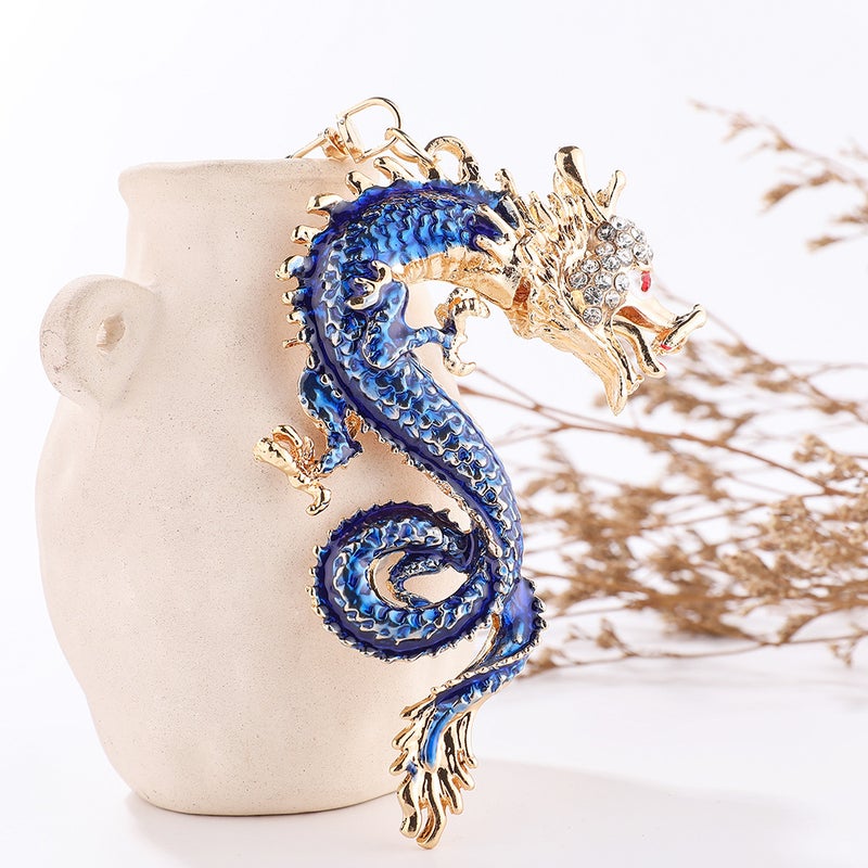 Chinese Zodiac Dragon Keychain Creative TotemLarge Chinese Dragon [Blue]] Large Chinese Dragon [Blue]]
