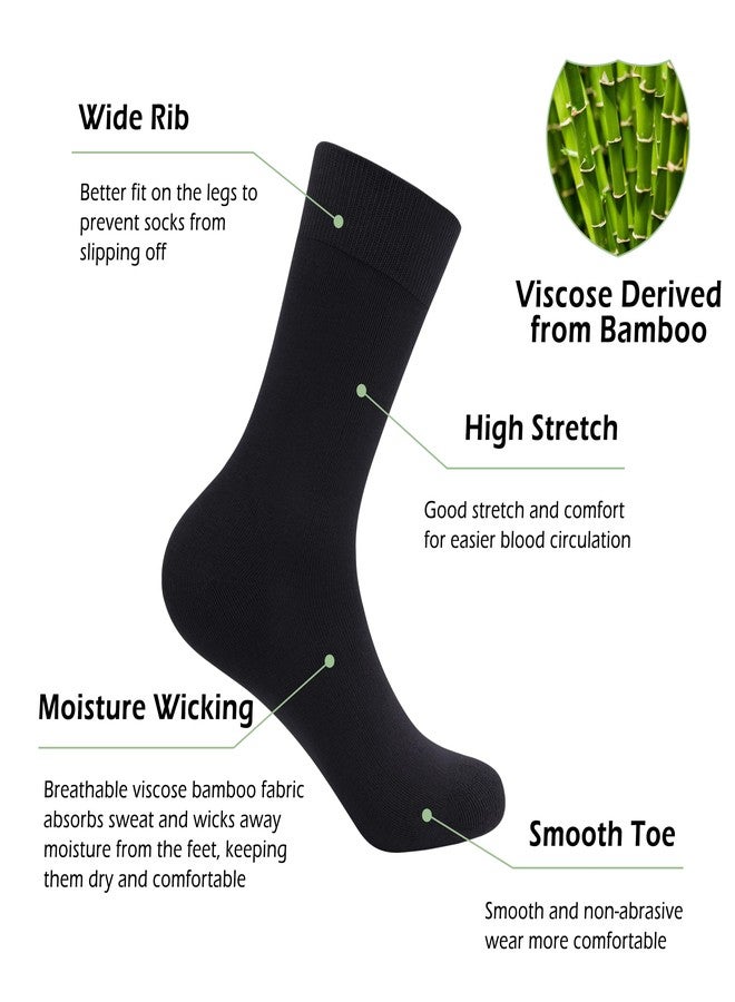 SERISIMPLE Viscose Bamboo Dress Men Sock Thin Soft Crew Anti Odor Lightweight Sock Breathable Comfort Cool soft Sock 5 Pairs (US, Alpha, Large, Regular, Regular, Black) - Image 4