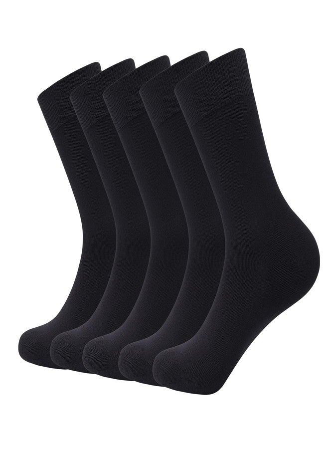 SERISIMPLE Viscose Bamboo Dress Men Sock Thin Soft Crew Anti Odor Lightweight Sock Breathable Comfort Cool soft Sock 5 Pairs (US, Alpha, Large, Regular, Regular, Black) - Image 1
