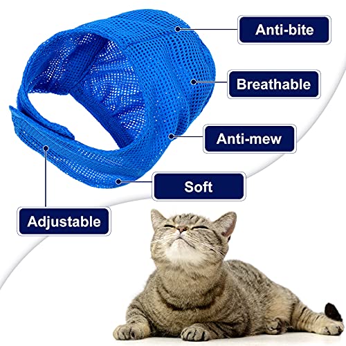 Patelai 5 Pcs Cat Bathing Bag Set Cat Grooming Bag Adjustable Pet Shower Net Muzzles Nail Clipper Tick Remover Tool Massage Brush(Blue) - Image 3