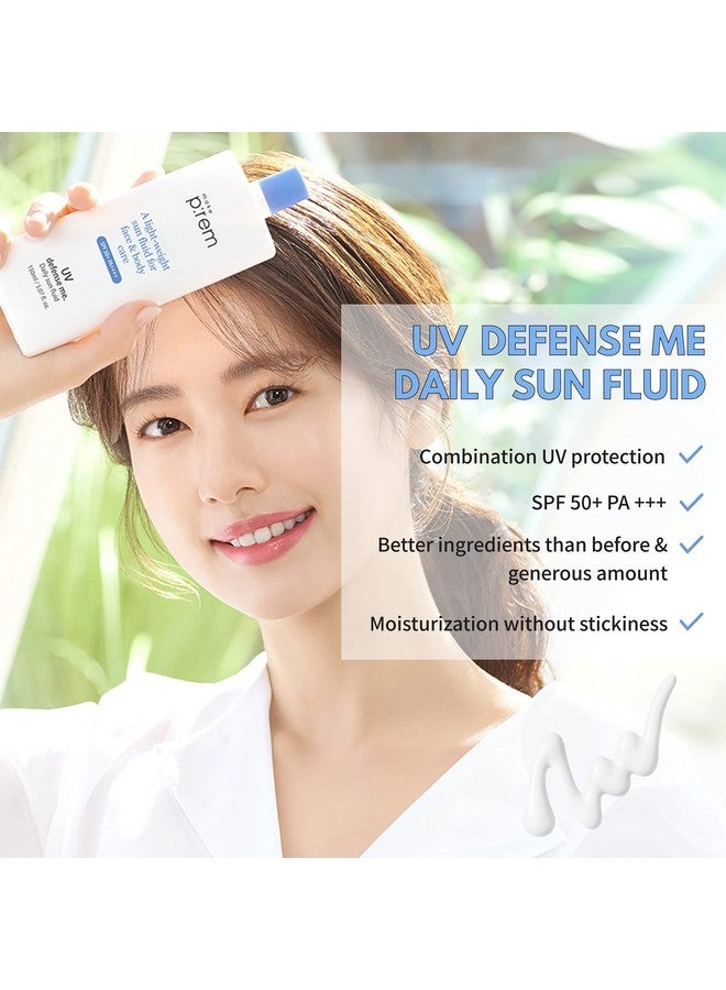 MAKEP:REM Makeprem Defense Me Daily Vegan Sun Fluid Non-Greasy Calming Hydrating Spf 50+Pa++++ Sunblock Reef-Safe Uv Broad Protection Sunscreen Blue Ray Sensitive Acne-Prone Oily Skin Face Body Korean Skincare - Image 1