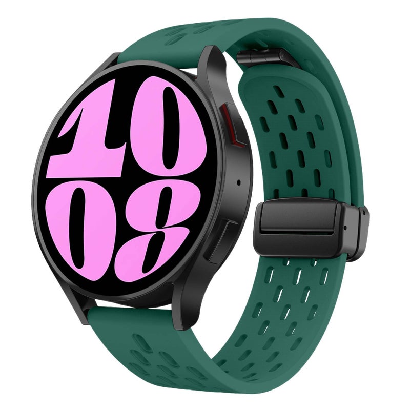 سوار ساعة ذكية رياضي من السيليكون متوافق مع Samsung Galaxy Watch 6 بملاءمة قابلة للتعديل وحزام ناعم للاستبدال اليومي باللون أحمر قابل للتعديل - Image 3