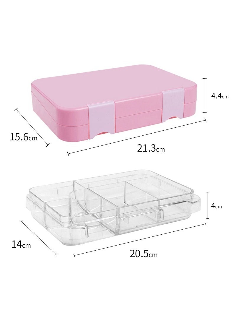 EXCLIFE Double buckle solid color insulation box children's lunch box six compartment lunch box - Image 3
