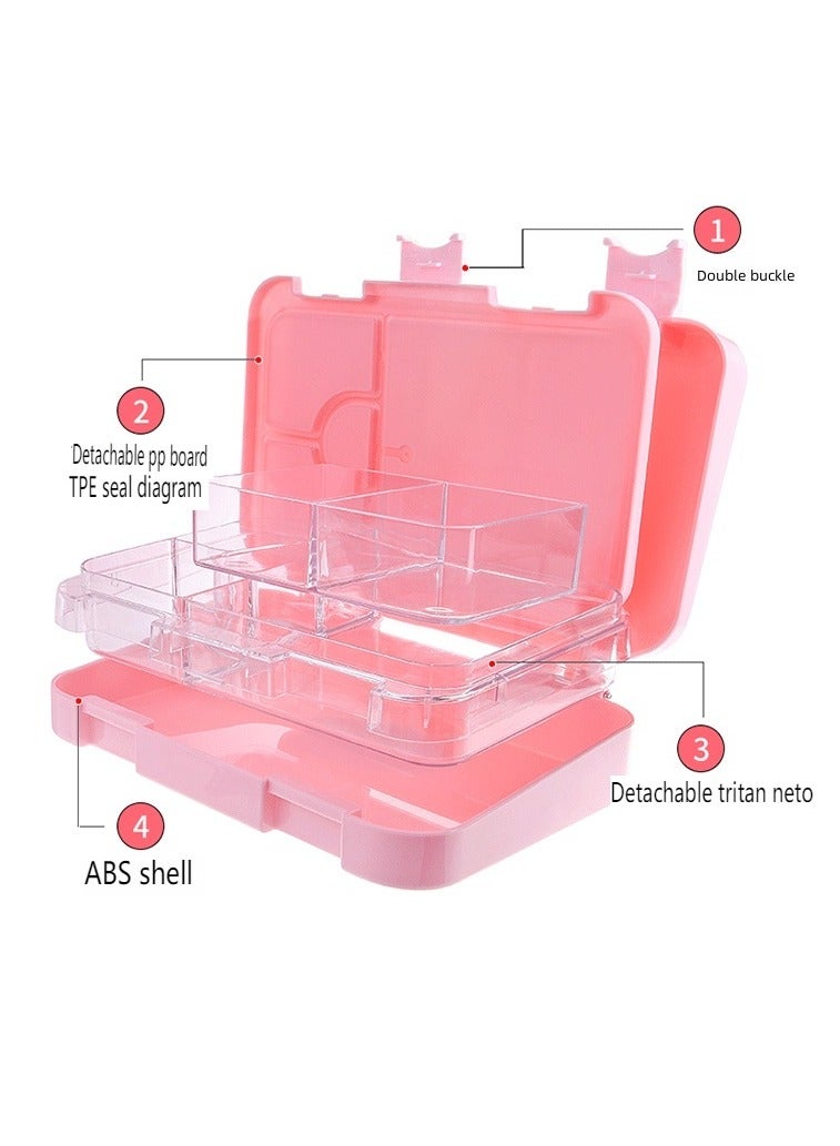 EXCLIFE Double buckle solid color insulation box children's lunch box six compartment lunch box - Image 2