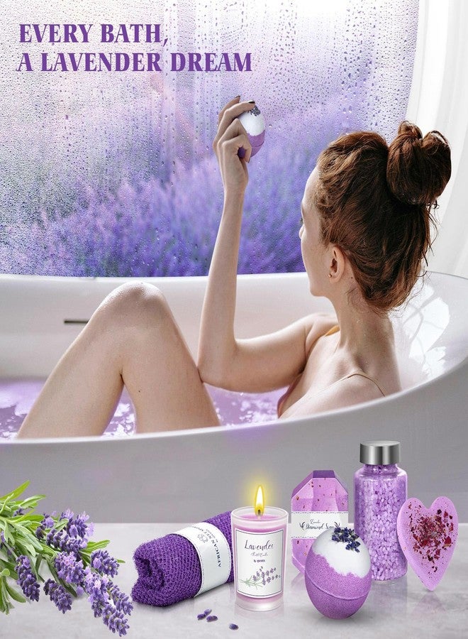 Qivatex Gifts for Women, Bath Relaxing Spa Gift Basket, Christmas Gifts for Women Stockings Stuffers White Elephant Gift for Adults, Lavender Bath Bombs Birthday Gifts Set for Women Mom Sister Wife Her - Image 3
