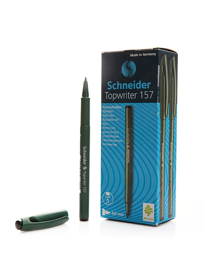 شنايدر توب رايتر 157 قلم حبر أسود مقاس 0.8 مم — كتابة سلسة، مقبض مريح، حبر يجف بسرعة ونظام خرطوشة قابل لإعادة التعبئة | عبوة 10 أقلام للمكتب والمدرسة - Image 1