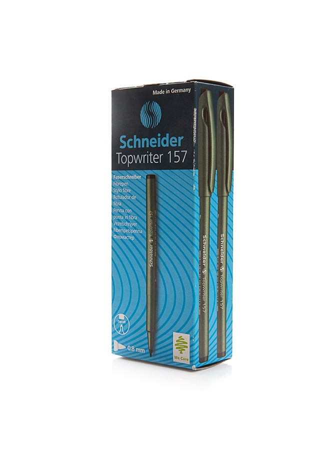 شنايدر توب رايتر 157 قلم حبر أسود مقاس 0.8 مم — كتابة سلسة، مقبض مريح، حبر يجف بسرعة ونظام خرطوشة قابل لإعادة التعبئة | عبوة 10 أقلام للمكتب والمدرسة - Image 2