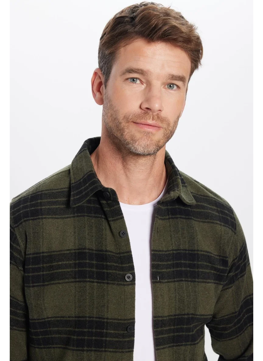 تودورس Men's Slim Fit Slim Fit Long Sleeve Cotton Ethnic Pattern Winter Lumberjack Shirt
