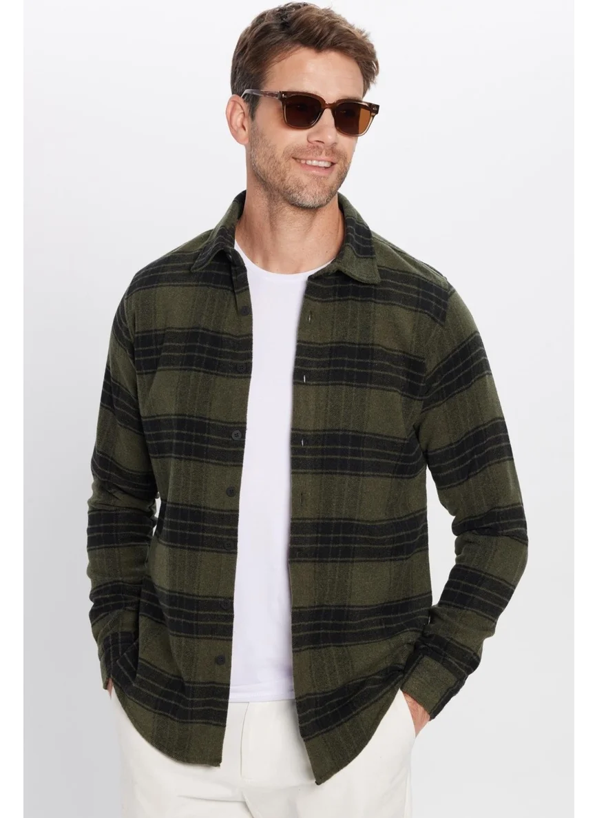 تودورس Men's Slim Fit Slim Fit Long Sleeve Cotton Ethnic Pattern Winter Lumberjack Shirt